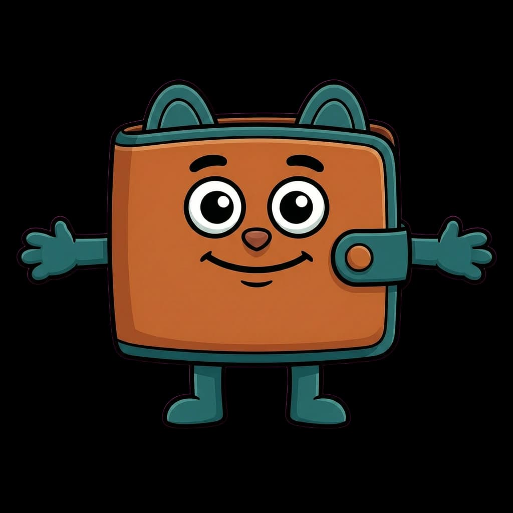 Dash the Wallet, a friendly cartoon mascot for spending and budgeting