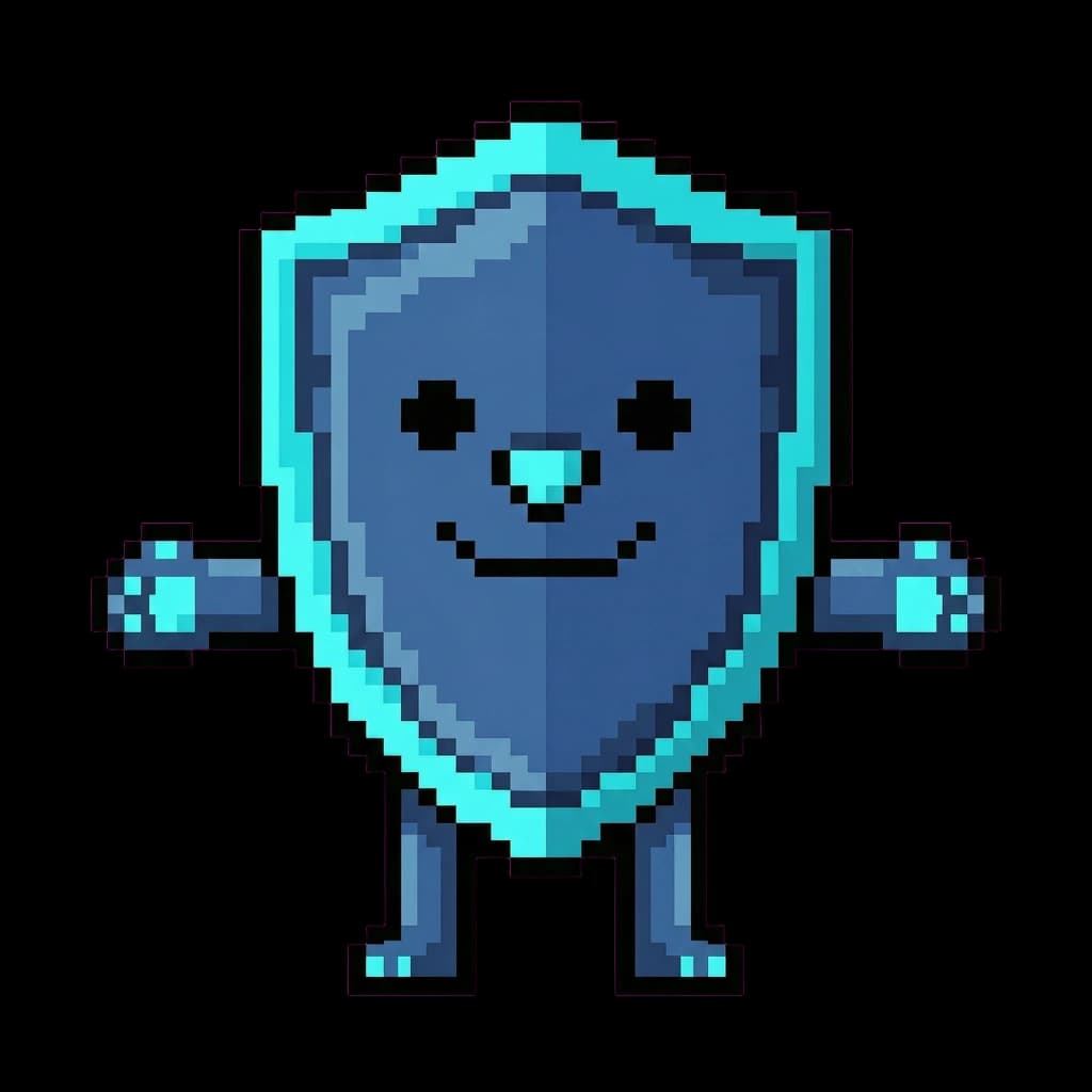 Guard the Shield, a pixel art mascot for fraud alerts and account security