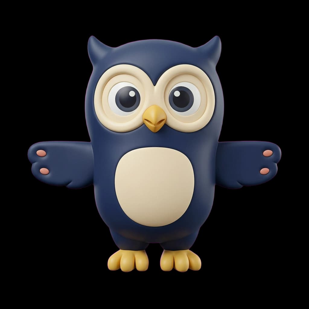 Ledger the Owl, a polished 3D finance education mascot