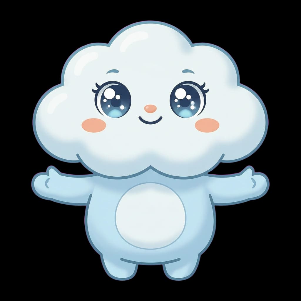 Lumi the Cloud, a gentle kawaii mascot for beginner learning apps