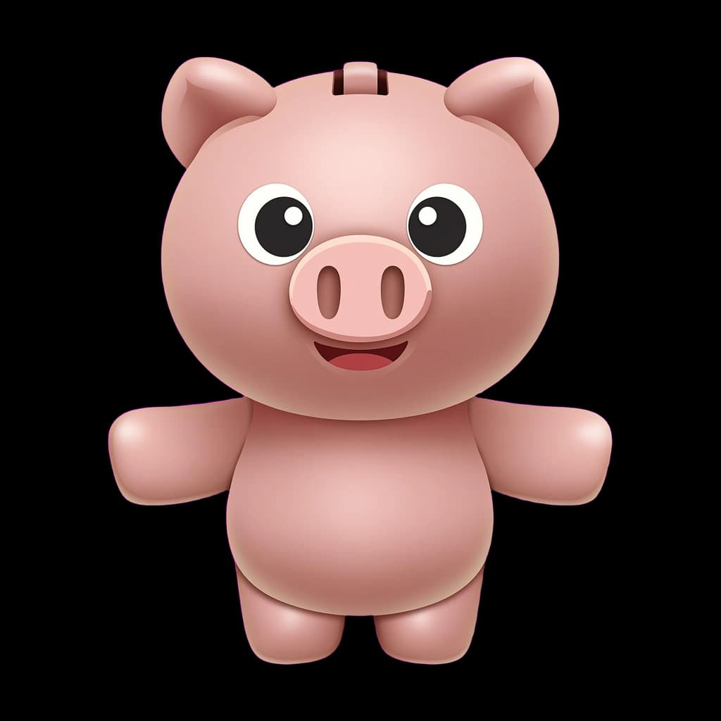 Penny the Piggy Bank, a soft plushie mascot for savings goals