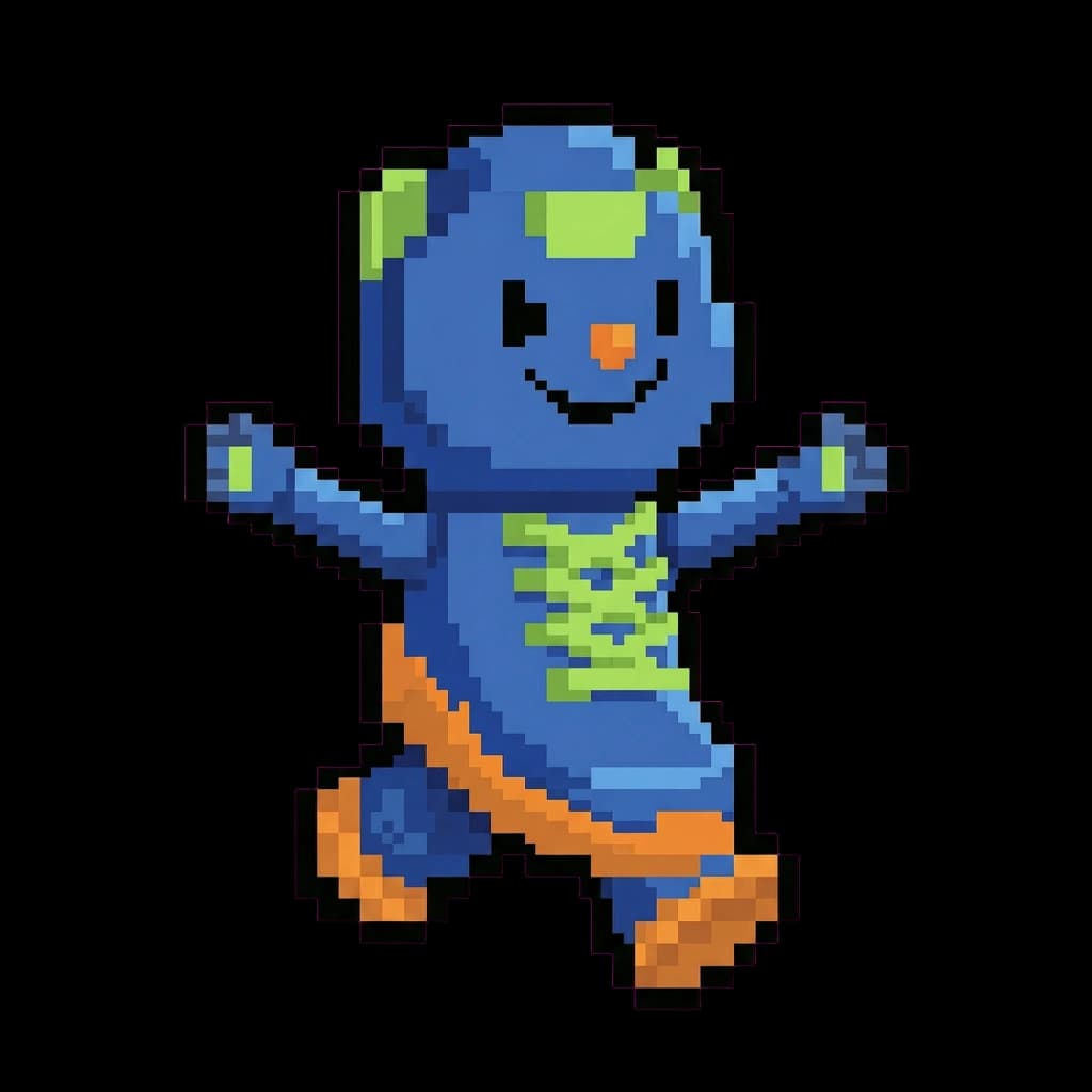 Zip the Sneaker, a pixel art mascot for steps and movement streaks