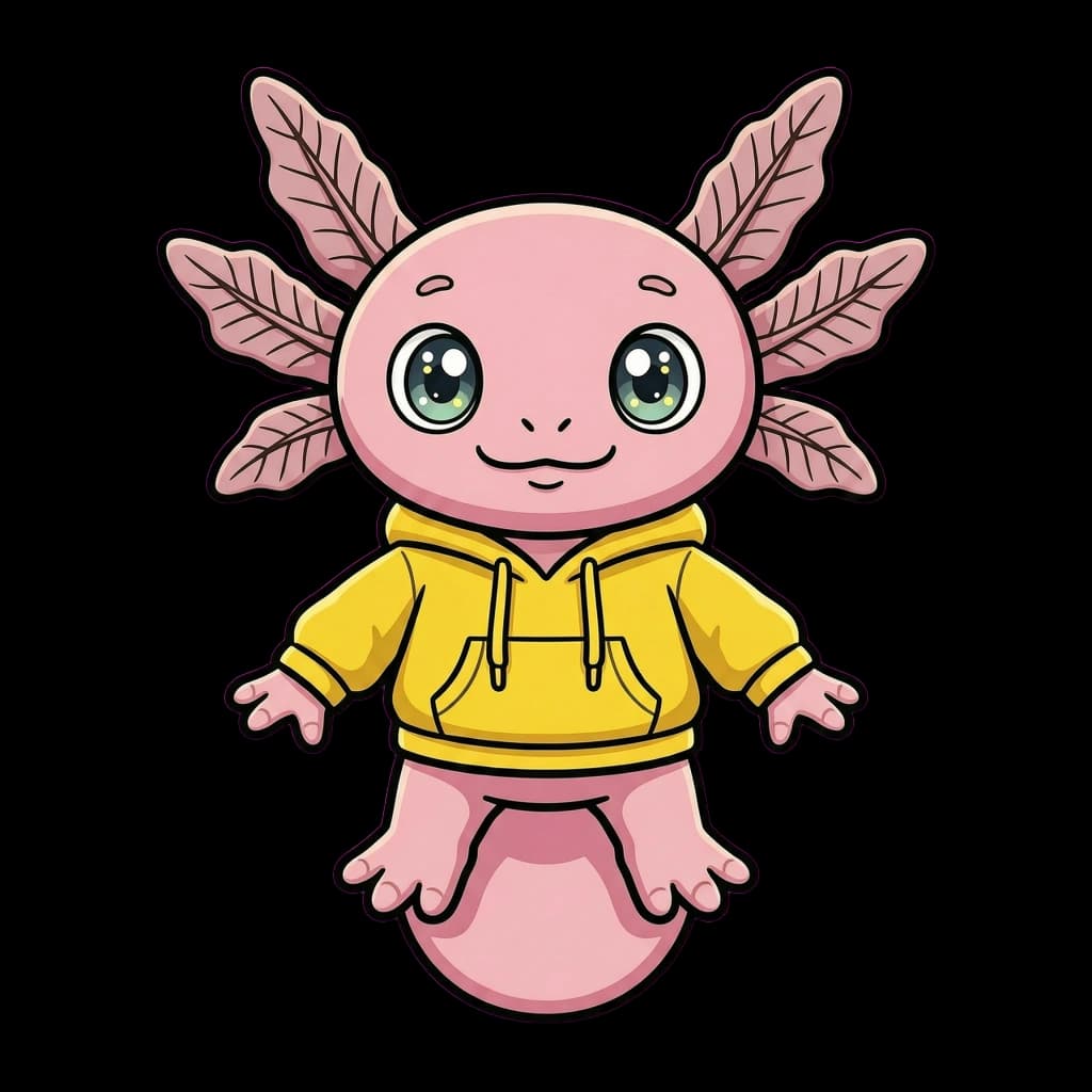Axo the Axolotl, an anime mascot for mobile science and creative apps