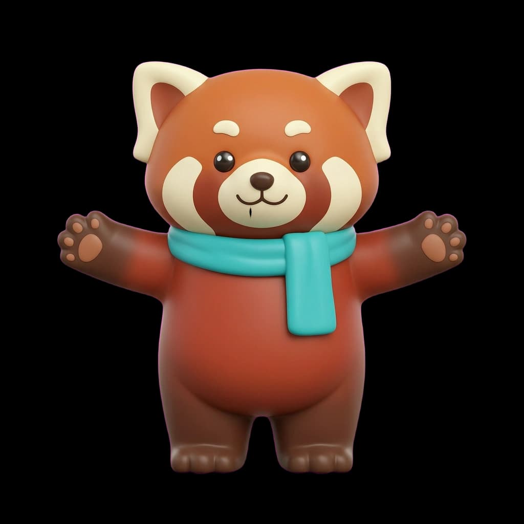 Pip the Red Panda, a cheerful 3D mascot for mobile learning apps