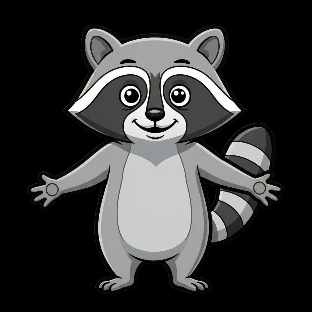 Rae the Raccoon, a clever cartoon mascot for mobile discovery apps