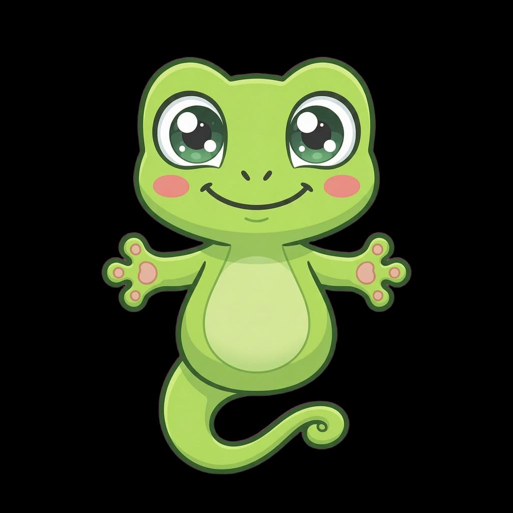 Ziggy the Gecko, a colorful kawaii mascot for mobile puzzle apps