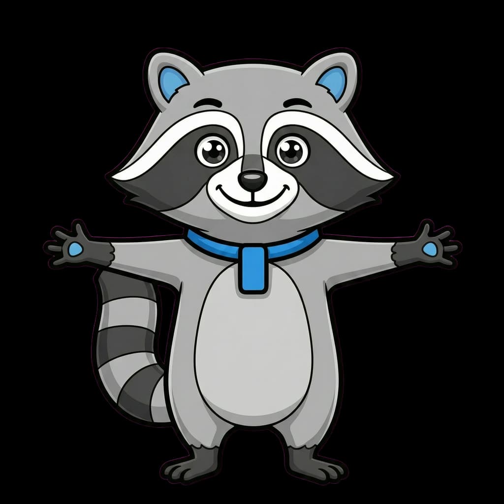 Nox the Raccoon, a clever cartoon mascot for SaaS integrations