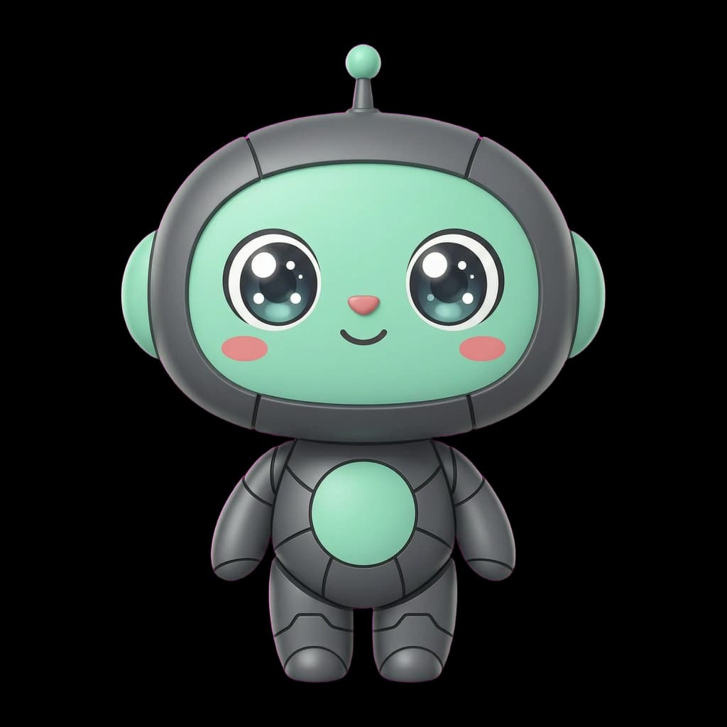Patch the Robot, a compact chibi mascot for SaaS automation