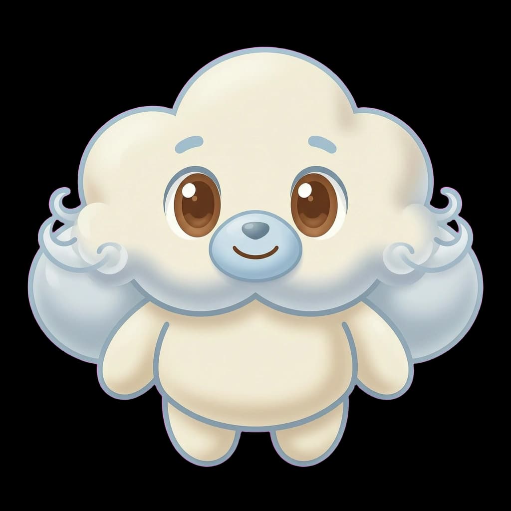 Captain Cloud, a soft plushie cloud mascot for flight and weather updates