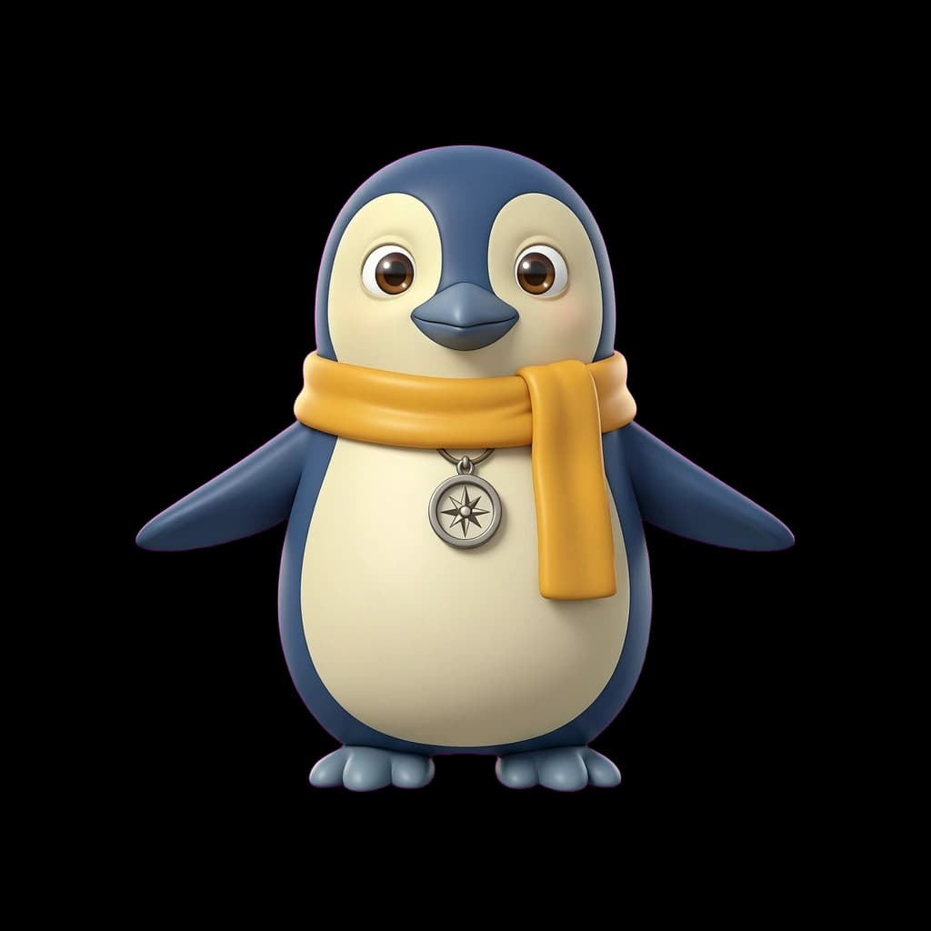 Nori the Navigator, an adventurous Pixar-style penguin travel mascot