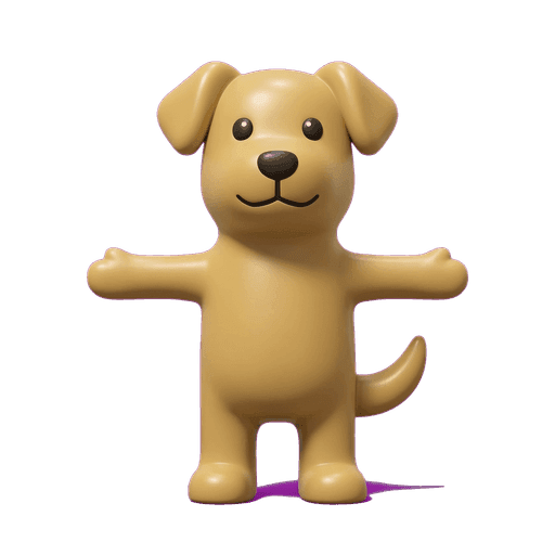 Dog mascot in the 3D Render art style shown as a polished wellness mascot