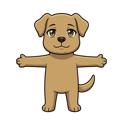 Dog mascot in the Anime art style shown as an expressive fitness community mascot