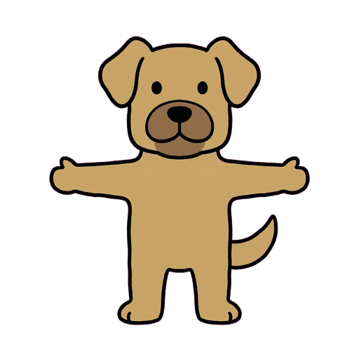 Dog mascot in the Doodle art style shown as a casual wellness mascot